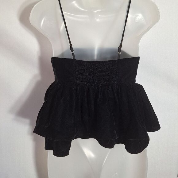 Urban Outfitters Womens Whimsigoth Velvet Babydoll Cami Top Black Peplum XS - Picture 6 of 10